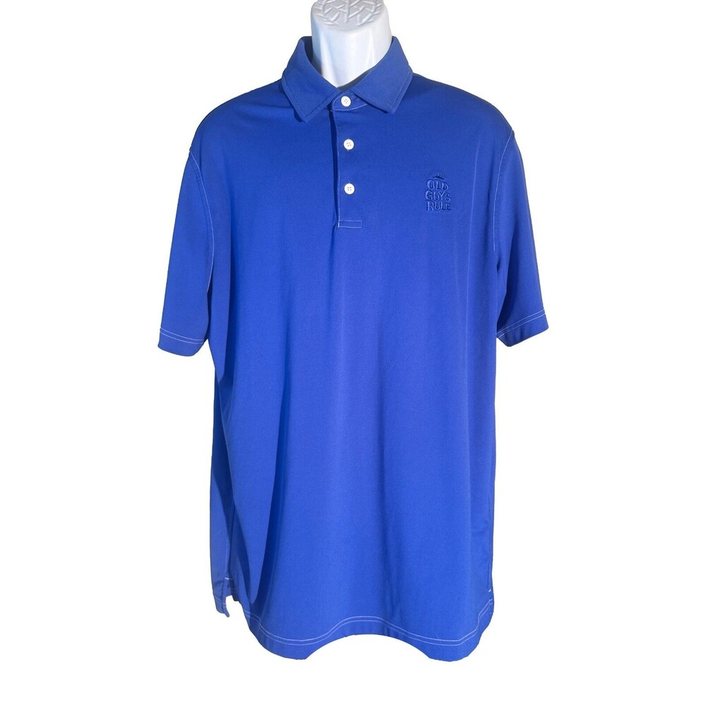 OLD‎ GUYS RULE Men's Short Sleeve Button Down Polo Shirt Blue XL